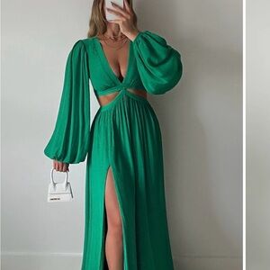 Showpo Emerald Green Maxi Dress with Cutouts and High Slit